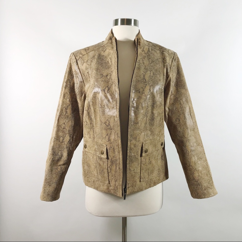 Alfani Leather Animal Print Jacket size Large
